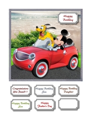 Mickey mouse in car