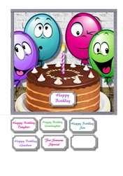 Birthday cake with funny balloons