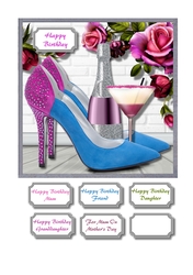 Lovely pink and blue shoes with matching accessories