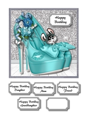 Turquoise shoes with cheeky mouse