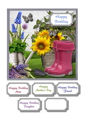 A spot of gardening with pink wellies