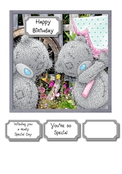 Tatty teddies with wild flower background