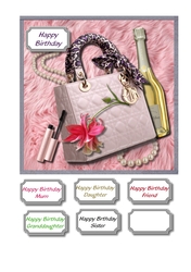 Ladies accessories on pink fur background