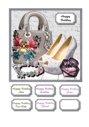 Bag, shoes, perfume and bracelet