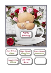 Forever friends in teacup with roses