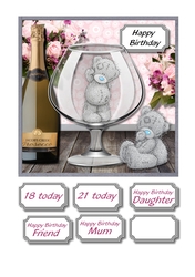 Tatty teddy with prosecco
