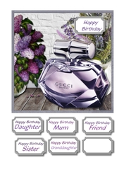 Perfume and flowers in lilac