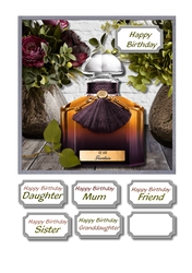 Perfume and flowers in rustic rich shades