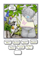 Tatty teddy in garden