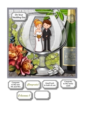 Wedding couple in glass
