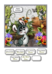 Colourful flowers and mice