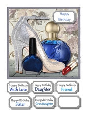 Silver shoes and blue accessories