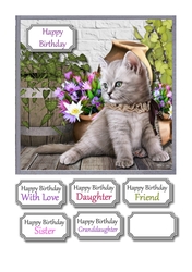 Cute kitten with flowers