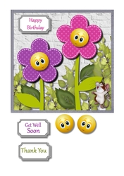 Funky flowers in lilac shades