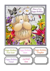 Forever friends bear, flowers and butterflies