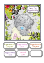 Tatty teddy in floral frame