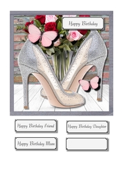 Ladies shoes, roses and butterlies