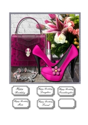 Flowers and accessories in pinks and purples