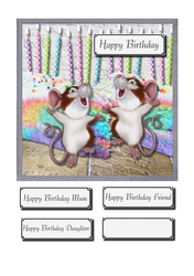 Rainbow birthday cake with mice