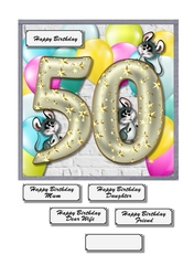 50th birthday card topper with balloons