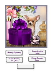 Cute pooch with gifts