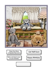 Bedroom with teddies for birthday or get well