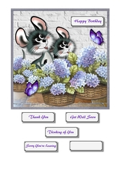 Mice with flower baskets for various occasions