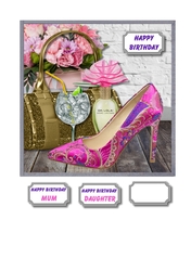 Satin shoes, bag and perfume