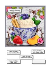 Ice cream dessert with cheeky mice