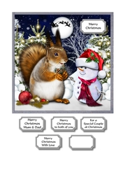 Christmas squirrel and snowman