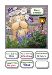 Forever friends bear in flower garden