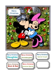 Mickey and Minnie under the mistletoe