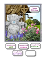 Tatty teddy with wishing well