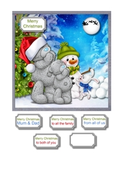 Tatty teddies and snowman