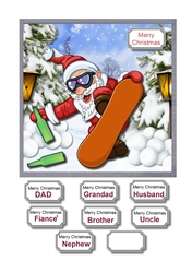 Drunk Santa snowboarding