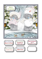 Christmas tatty teddies by the fish pond