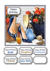 Navy accessories with orange flowers