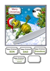 Christmas turtle snowboarding