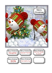 Christmas snowball fighting snowmen