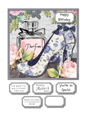 Watercolour perfume and shoes for mothers day/ mum birthday or friend