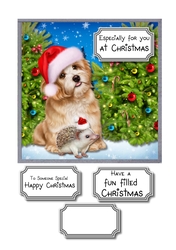 Christmas dog and hedgehog