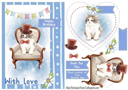 Cat card - happy birthday with love
