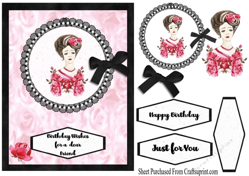 Vintage lady in pink  - happy birthday