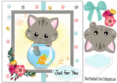 Cat card - fishing for lunch