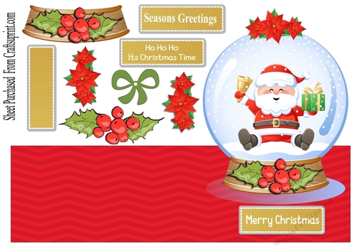 Santa snow globe shaped card