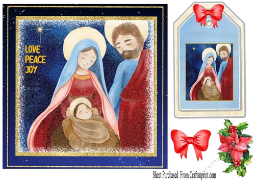 Nativity card - peace love and joy