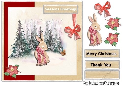 Christmas card - winter bunny