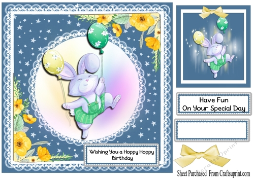 Bunny card - hoppy birthday
