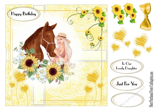 girl with horse and sunflowers no 2
