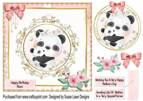 Panda card - happy birthday mum